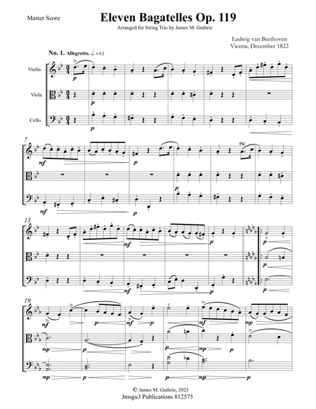 Beethoven: Eleven Bagatelles Op. 119 Complete for String Trio image number null