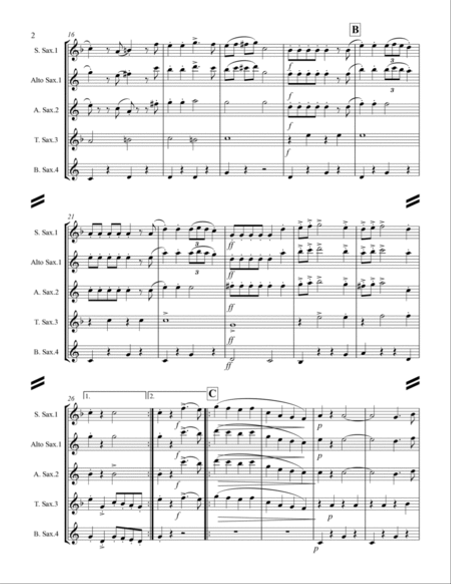 March - National Emblem (for Saxophone Quartet SATB or AATB) Saxophone Quartet scores gallery preview page 3