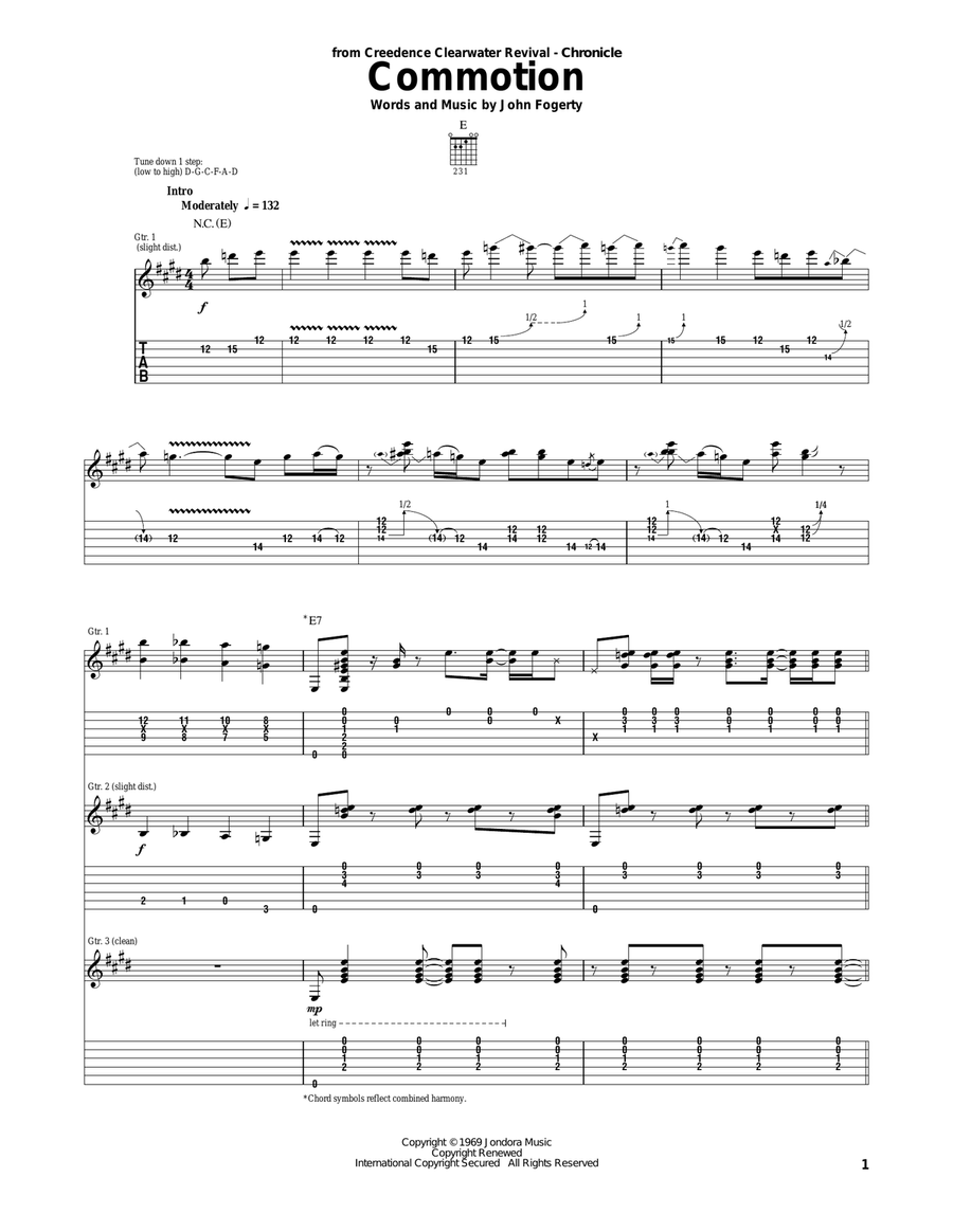 Commotion Commotion Acoustic Guitar scores gallery preview page 1