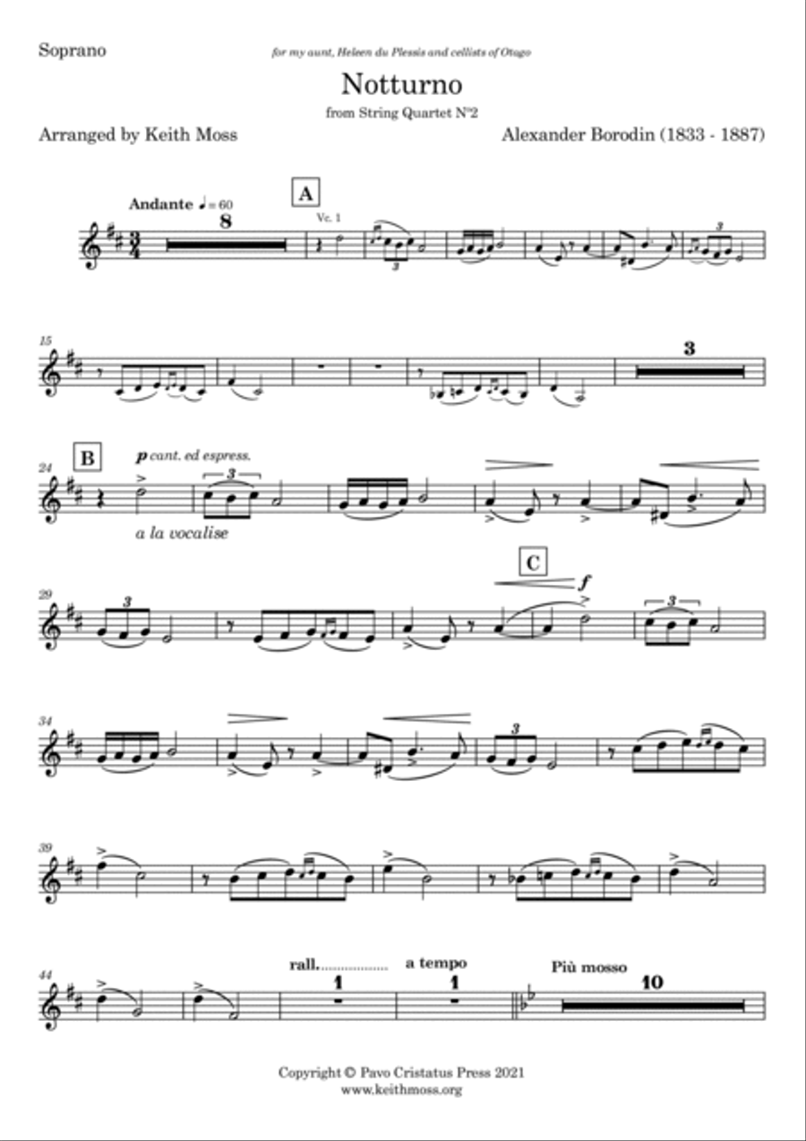 Notturno - for soprano and twelve cellos Cello scores gallery preview page 3