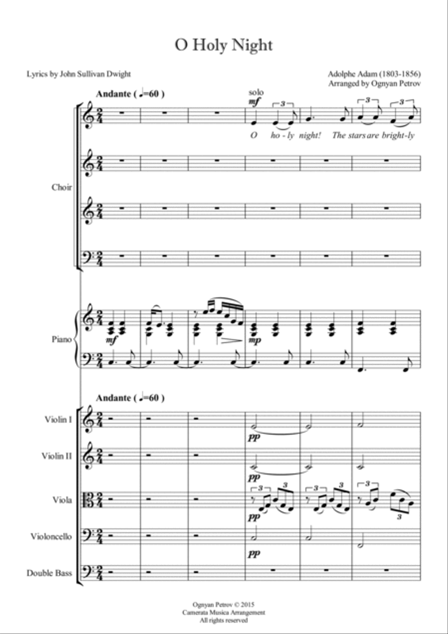 O Holy Night for SATB Piano and String orchestra 4-Part scores gallery preview page 2