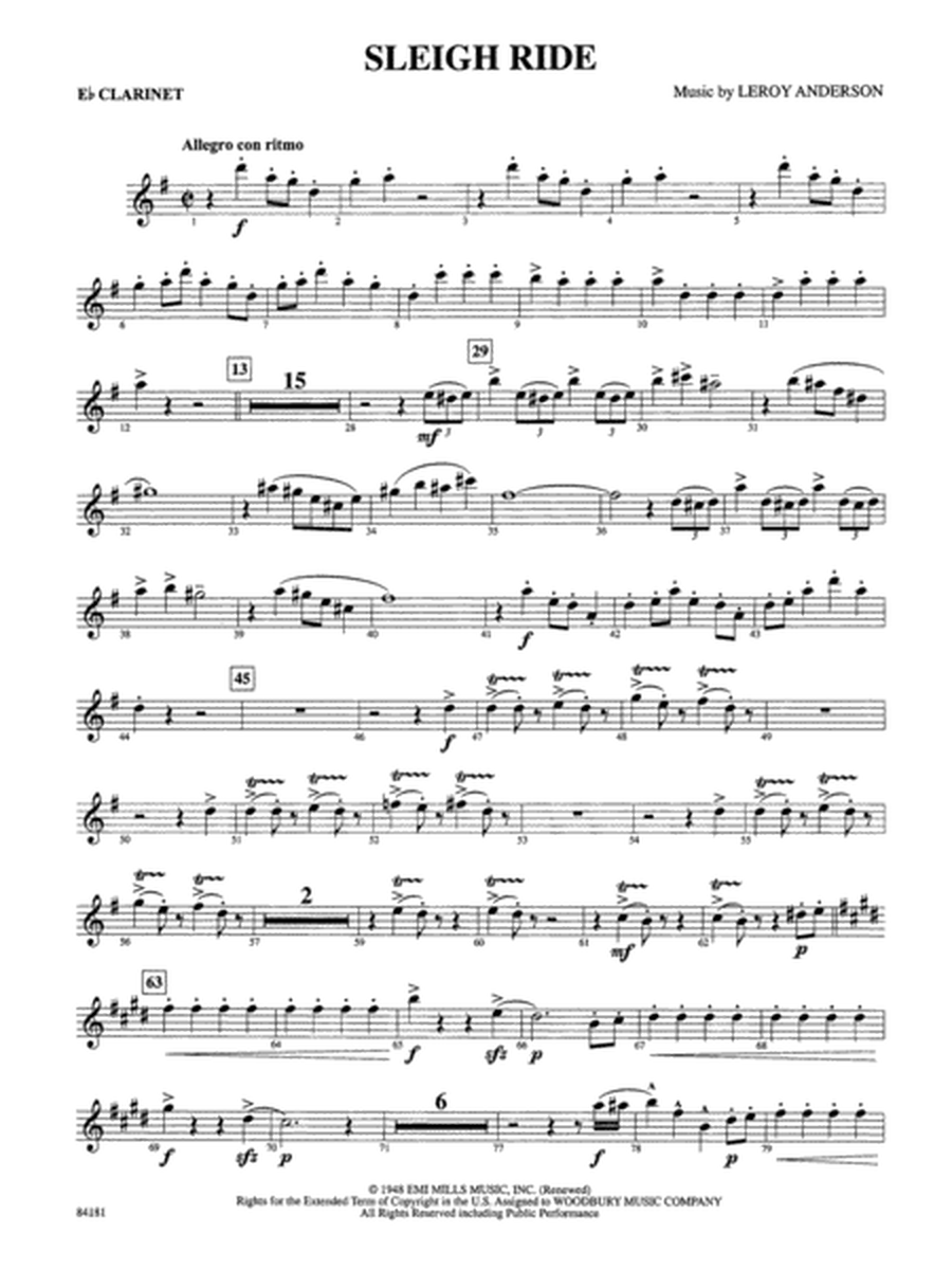Sleigh Ride: E-flat Soprano Clarinet