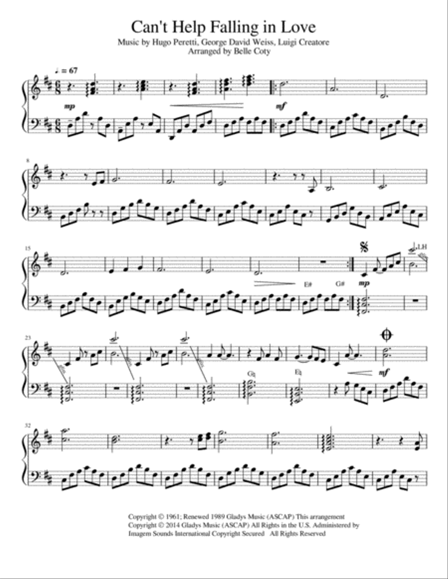 Can't Help Falling In Love Harp scores gallery preview page 1