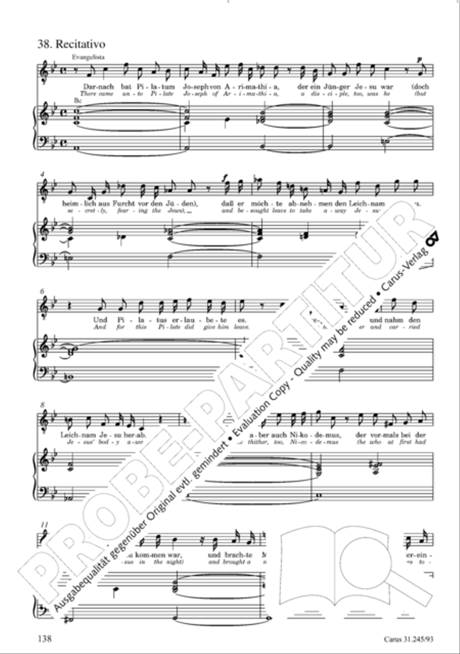 St. John Passion (Johannes-Passion) 4-Part scores gallery preview page 139