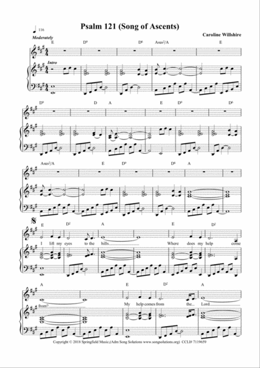 Psalm 121 (Song of Ascents) Voice scores gallery preview page 2
