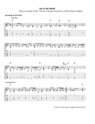 Book cover for Joy to the World - solo guitar in G6 tuning