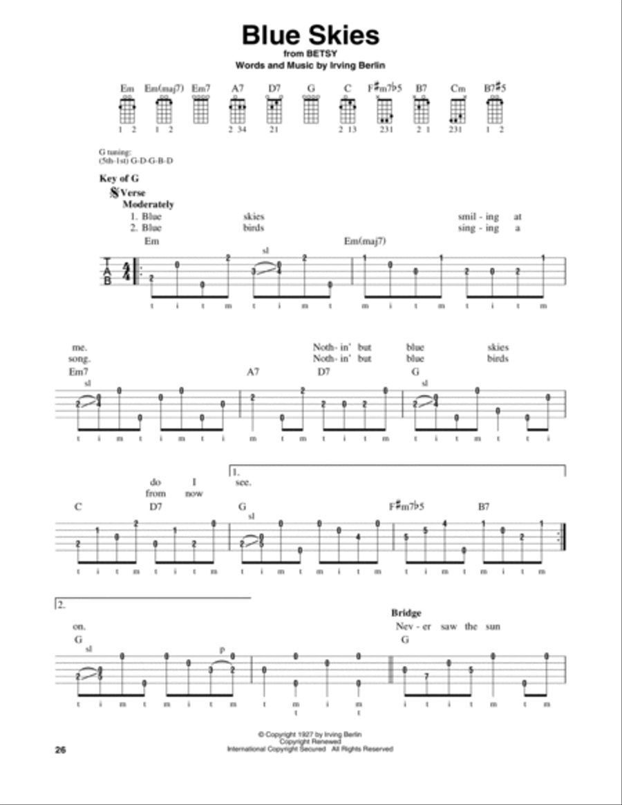 Blue Skies Banjo scores gallery preview page 1