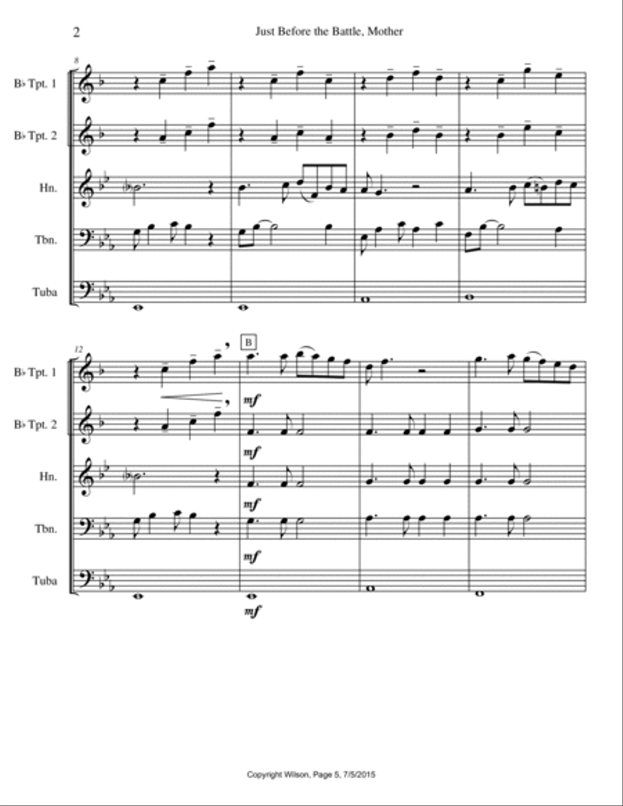Four Songs of the Civil War Brass Quintet scores gallery preview page 5