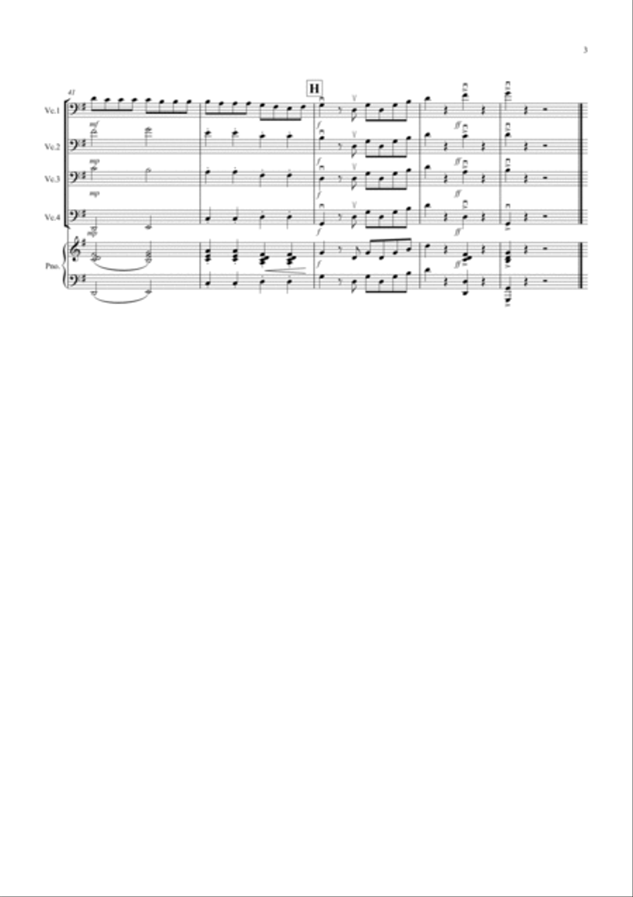 Eine Kleine Nachtmusik (1st movement) for Cello Quartet Cello Solo scores gallery preview page 3