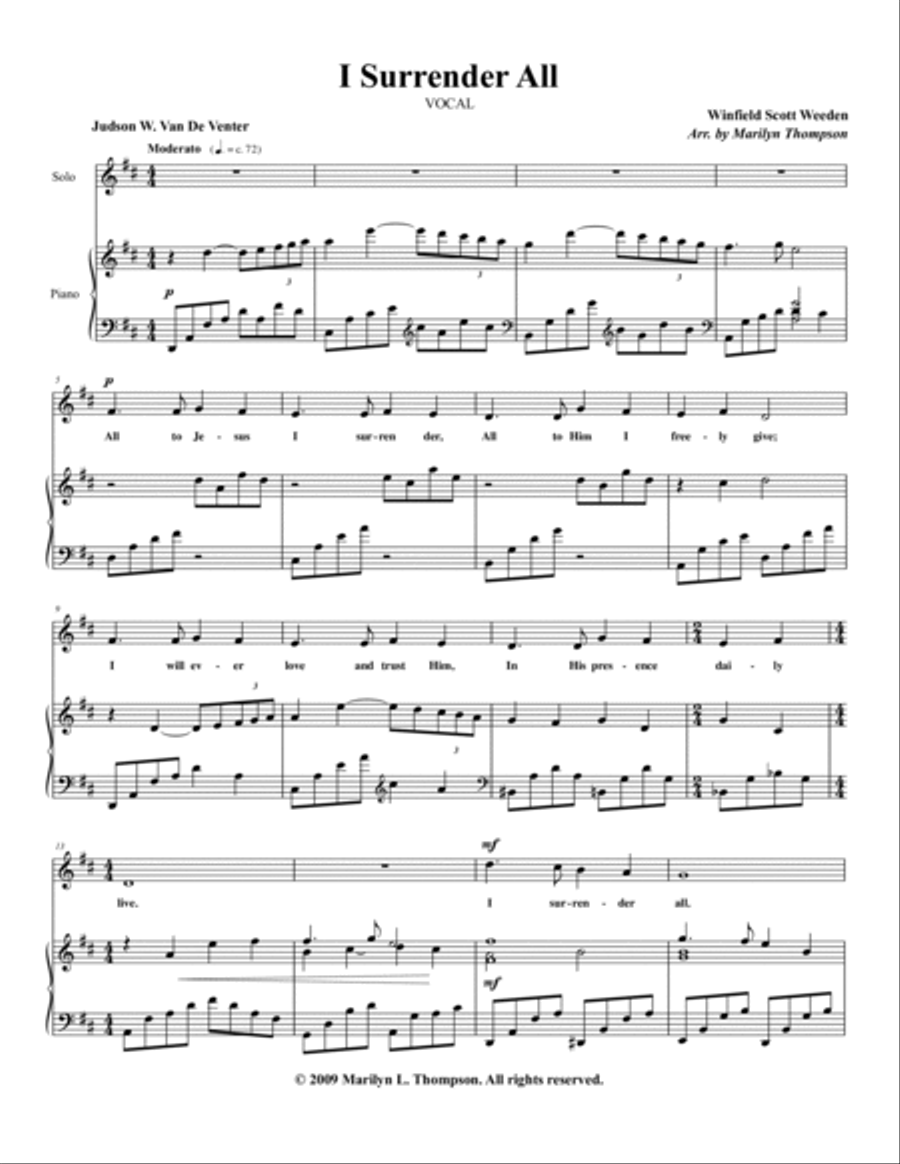 I Surrender All--Solo Vocal.pdf Voice scores gallery preview page 2