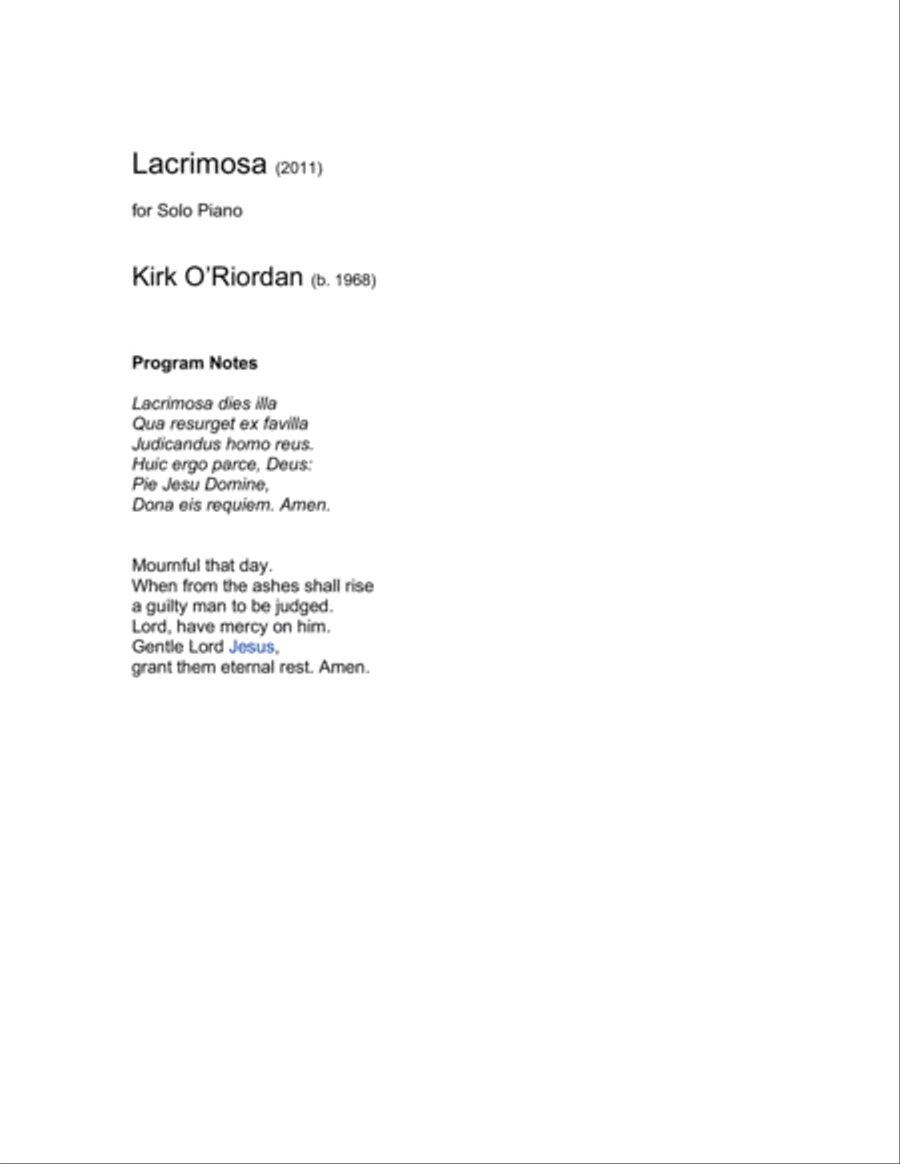 Lacrimosa Piano Solo scores gallery preview page 3