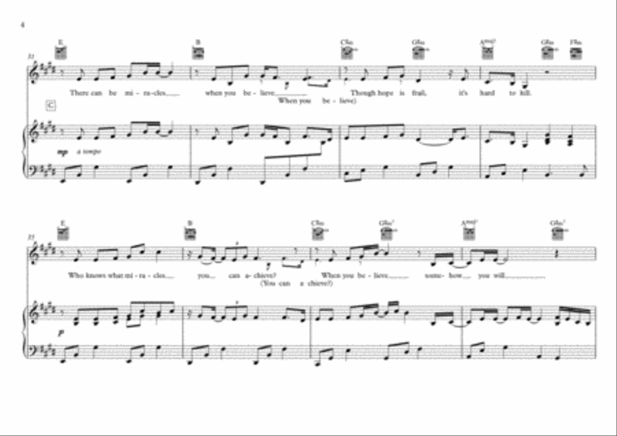 When You Believe (From The Prince Of Egypt) Piano, Vocal, Guitar scores gallery preview page 4