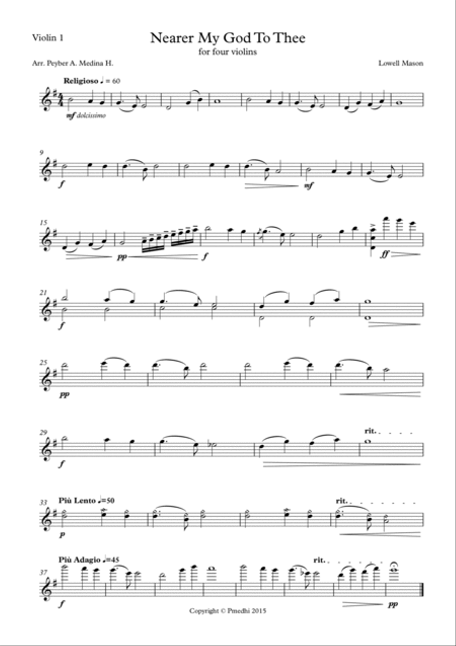 Nearer My God To Thee - For Four Violins Violin scores gallery preview page 4