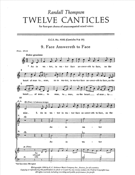 Face Answereth to Face; Fear Thou Not (Nos. 9 & 10) from Twelve Canticles