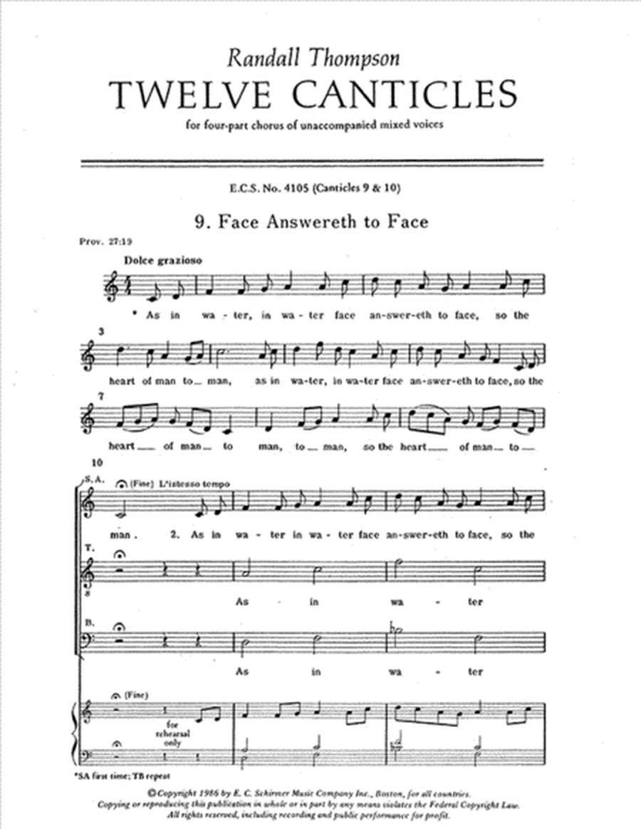 Twelve Canticles: 9. Face Answereth to Face; 10. Fear Thou Not