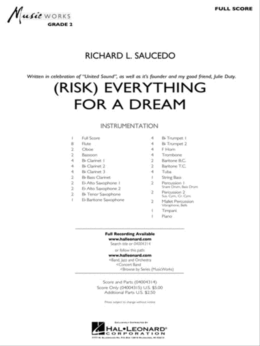 (Risk) Everything for a Dream Concert Band scores gallery preview page 2