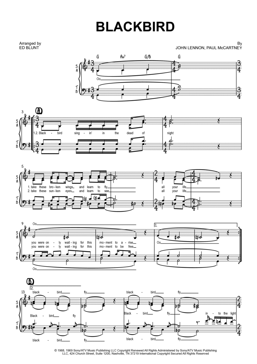 Blackbird 4-Part scores gallery preview page 1