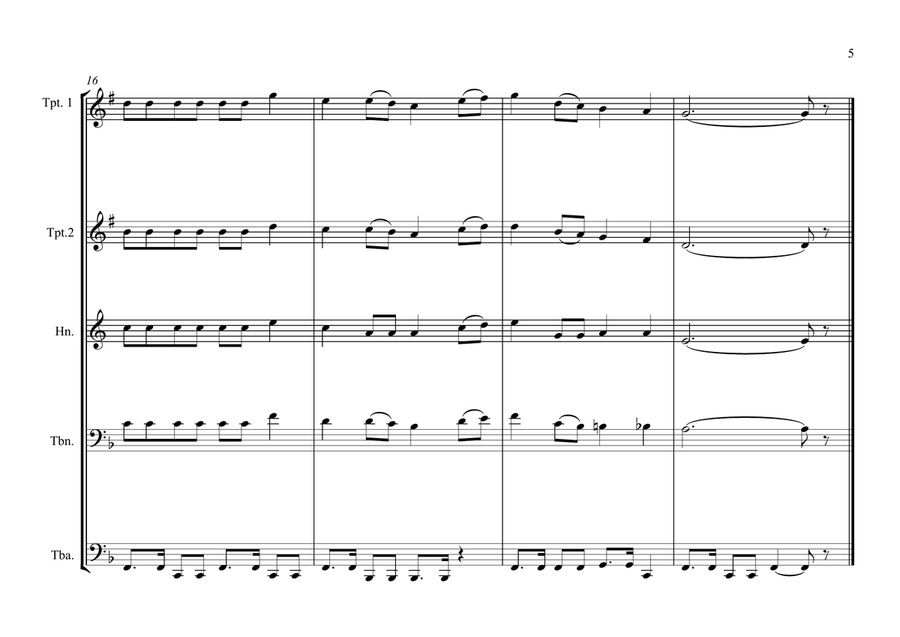 Niuean National Anthem for Brass Quintet Brass Quintet scores gallery preview page 5