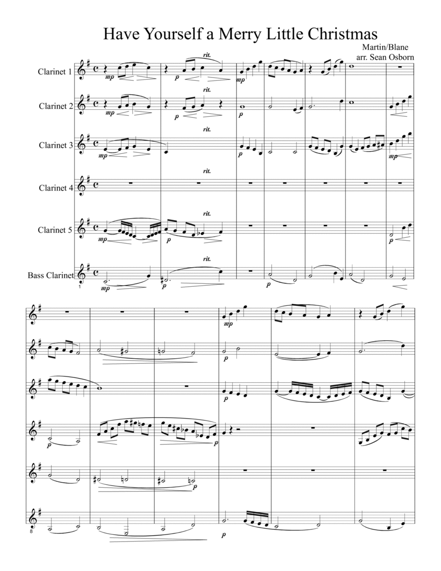 Have Yourself A Merry Little Christmas Woodwind Ensemble scores gallery preview page 1
