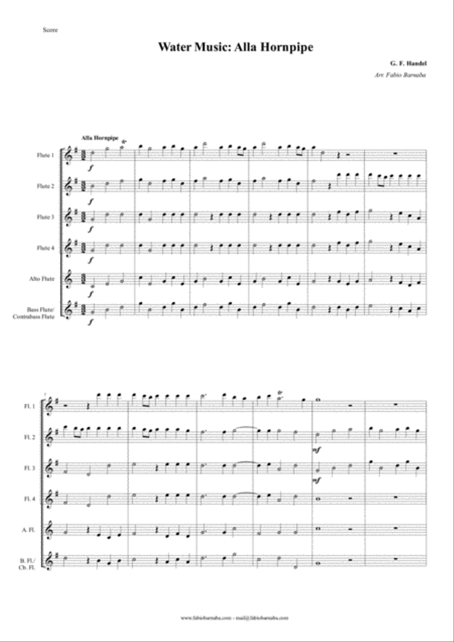 Water Music - Alla Hornpipe - for Flute Choir Flute Choir scores gallery preview page 2