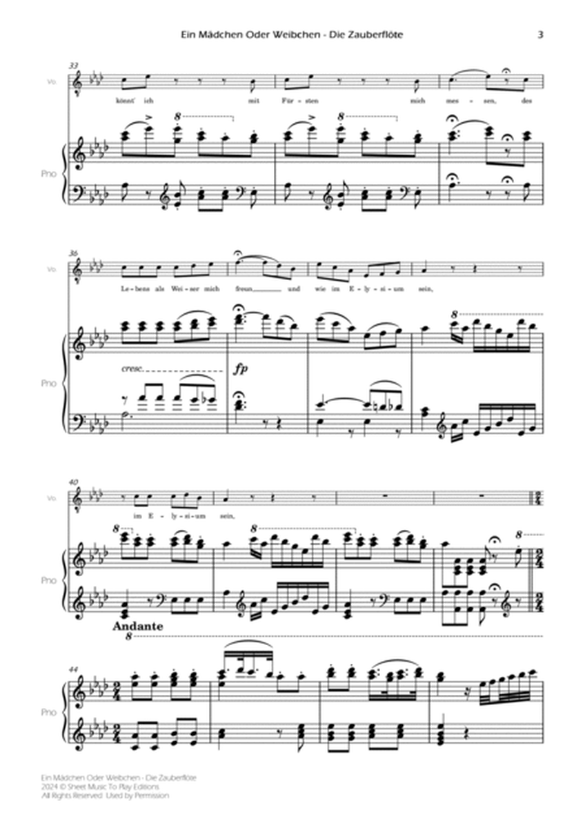 Ein Mädchen Oder Weibchen - Voice and Piano - Ab Major (Full Score and Parts) image number null