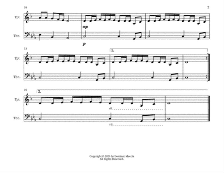 Zum Gali Gali- Trumpet and Trombone Duet Brass Duet scores gallery preview page 2