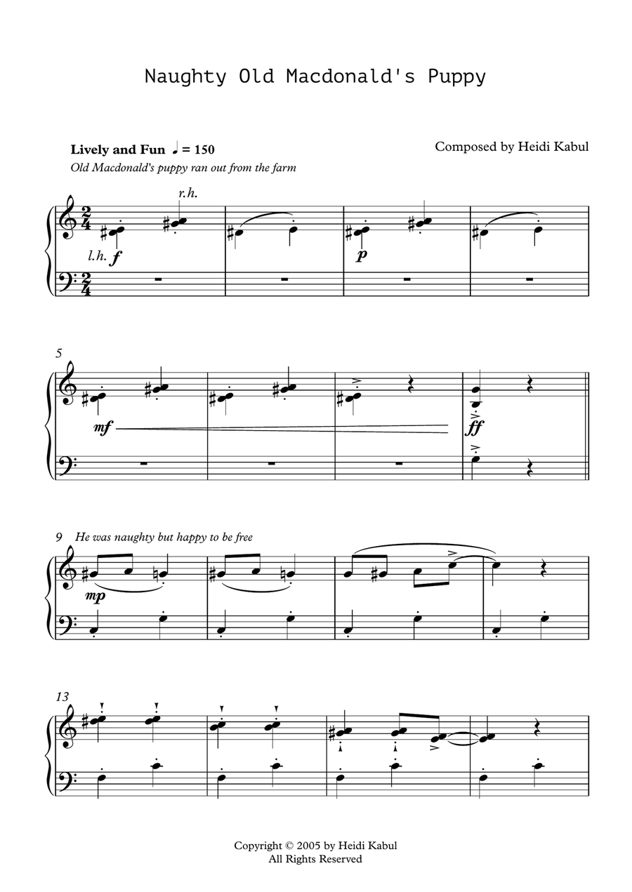 Naughty Old Macdonald's Puppy Easy Piano scores gallery preview page 2