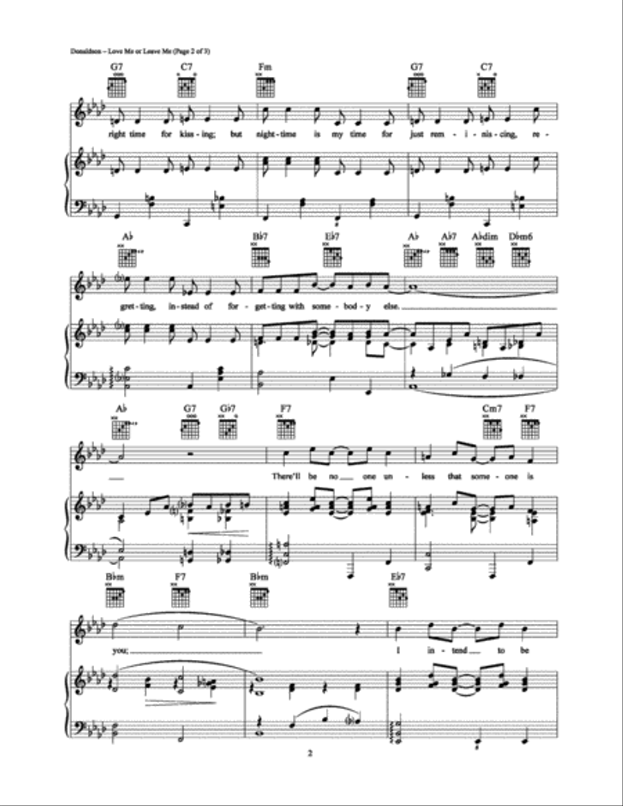 Love Me or Leave Me Love Me or Leave Me Piano, Vocal, Guitar scores gallery preview page 2