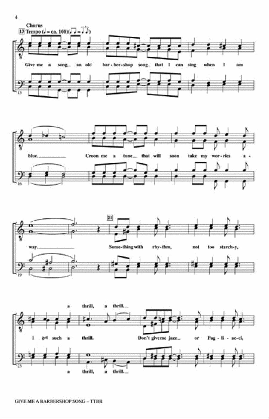 Give Me a Barbershop Song TTBB scores gallery preview page 3