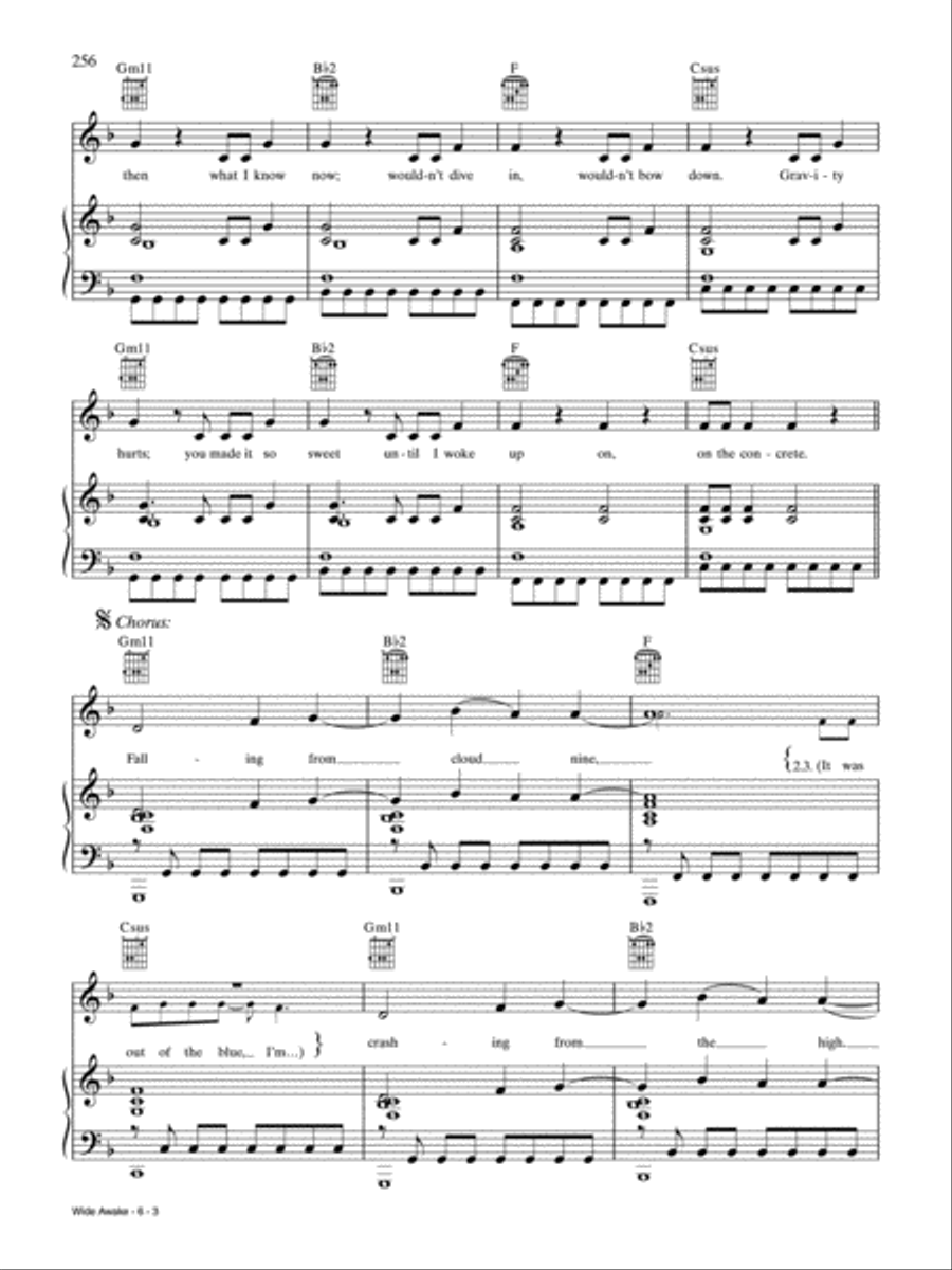 Wide Awake Piano, Vocal, Guitar scores gallery preview page 3