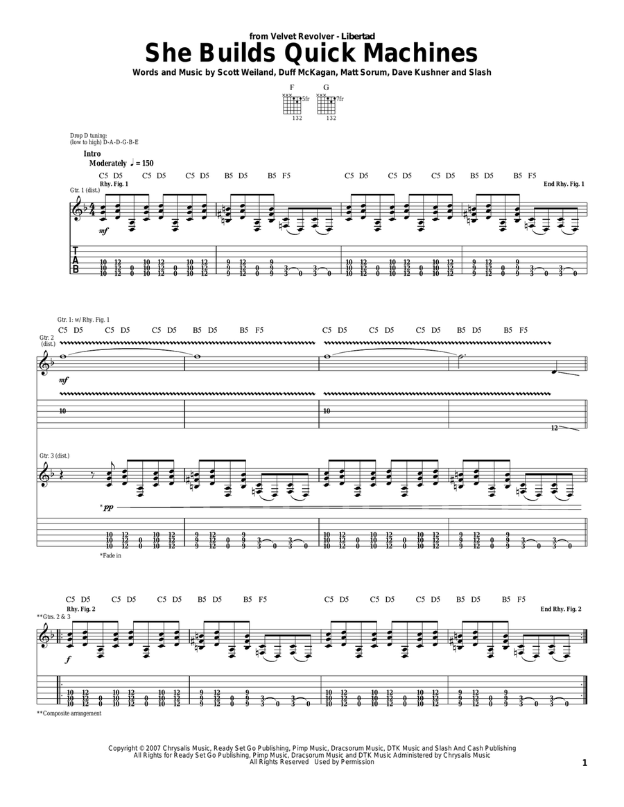 She Builds Quick Machines Acoustic Guitar scores gallery preview page 1