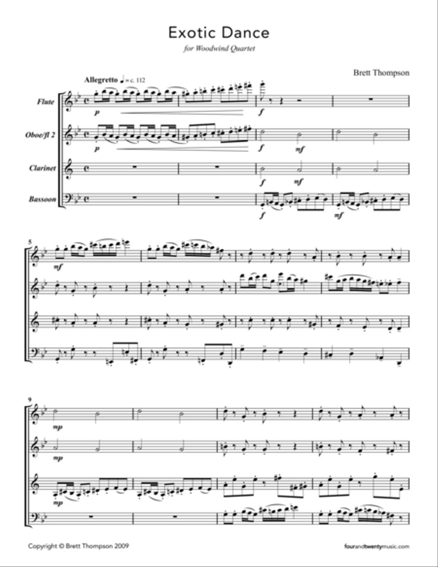Exotic Dance for woodwind quartet Woodwind Quartet scores gallery preview page 2