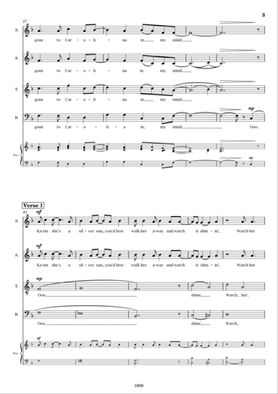 Carolina In My Mind Carolina In My Mind 4-Part scores gallery preview page 3