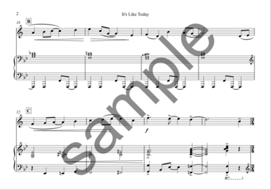It's like today Piano Accompaniment scores gallery preview page 3