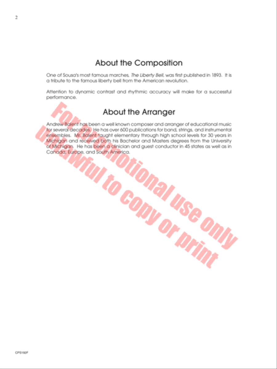 Liberty Bell Concert Band scores gallery preview page 3
