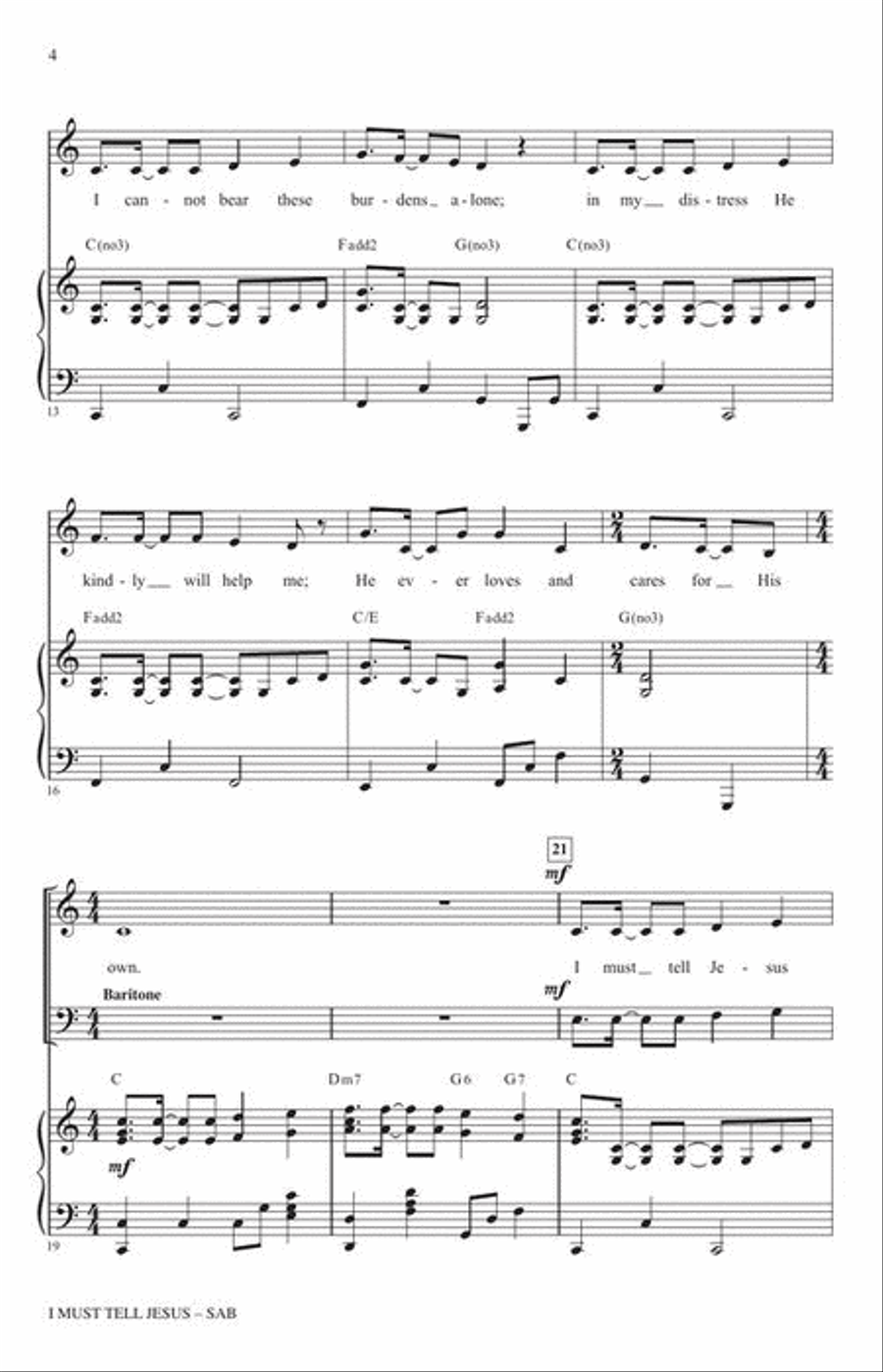 I Must Tell Jesus by Michael Ware 3-Part - Sheet Music page 4