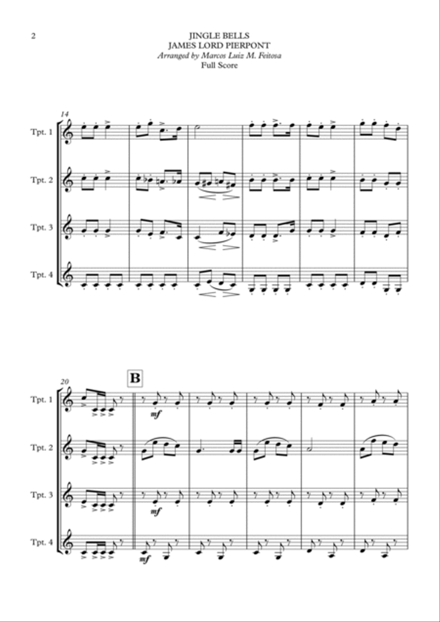 Jingle Bells - Trumpet Quartet Brass Ensemble scores gallery preview page 4