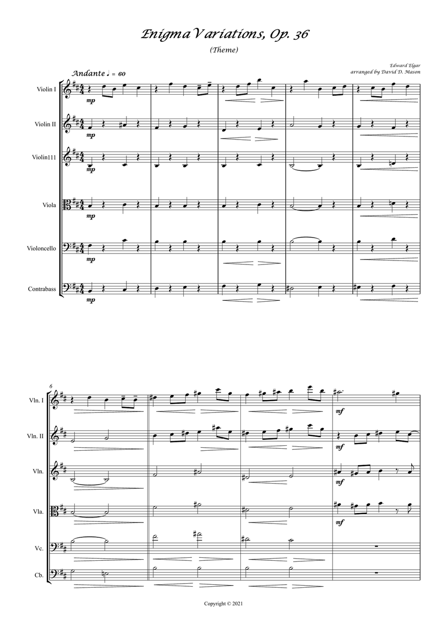 Enigma Variations, Op 36 (Theme) String Orchestra scores gallery preview page 2