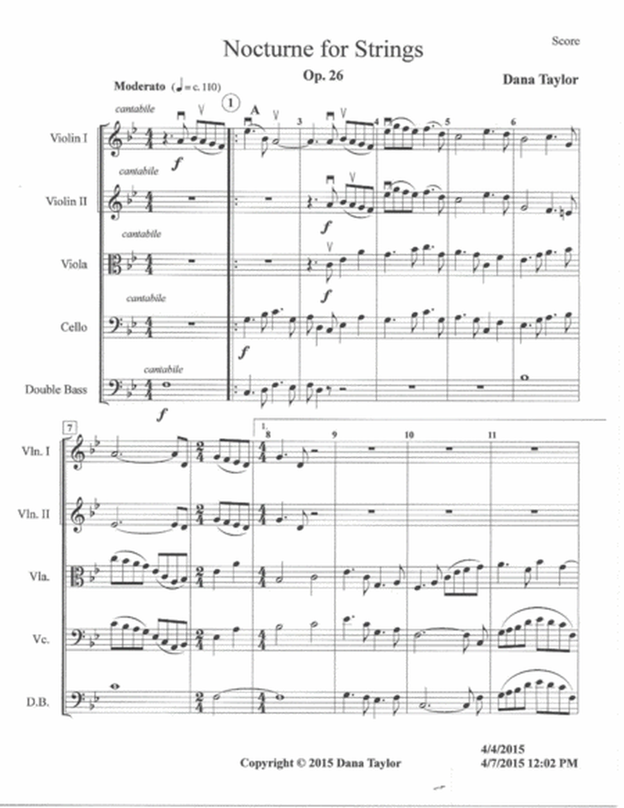 Nocturne for Strings- Op. 26 image number null