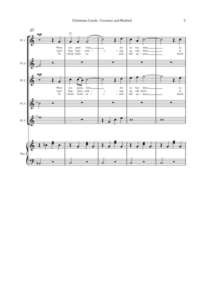 Christmas Carols (Coventry and Wexford) Flute quintet and piano image number null