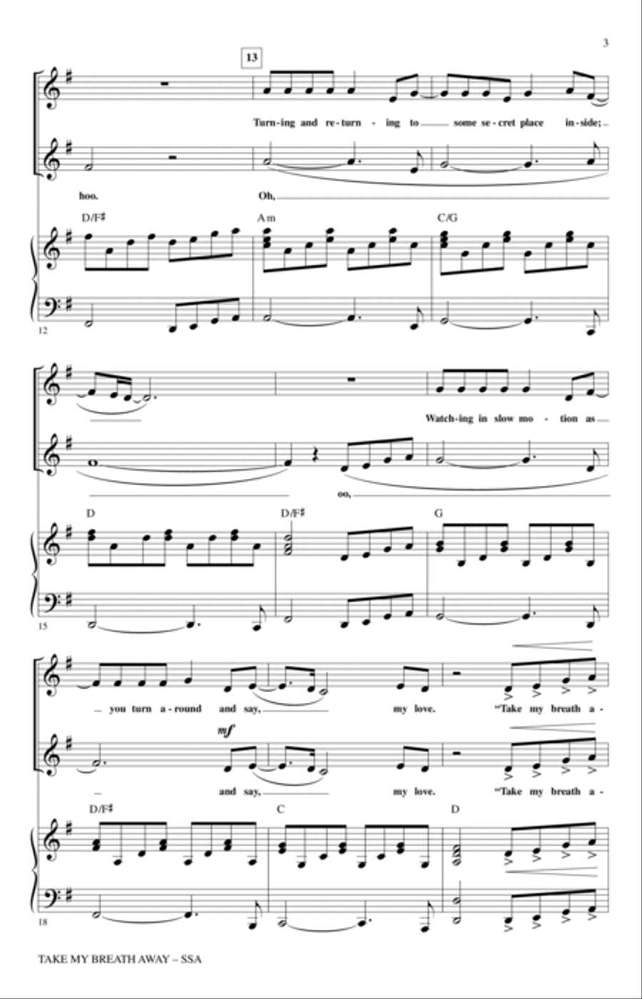 Take My Breath Away (Love Theme) (from Top Gun) (arr. Mark Brymer) SSA scores gallery preview page 2