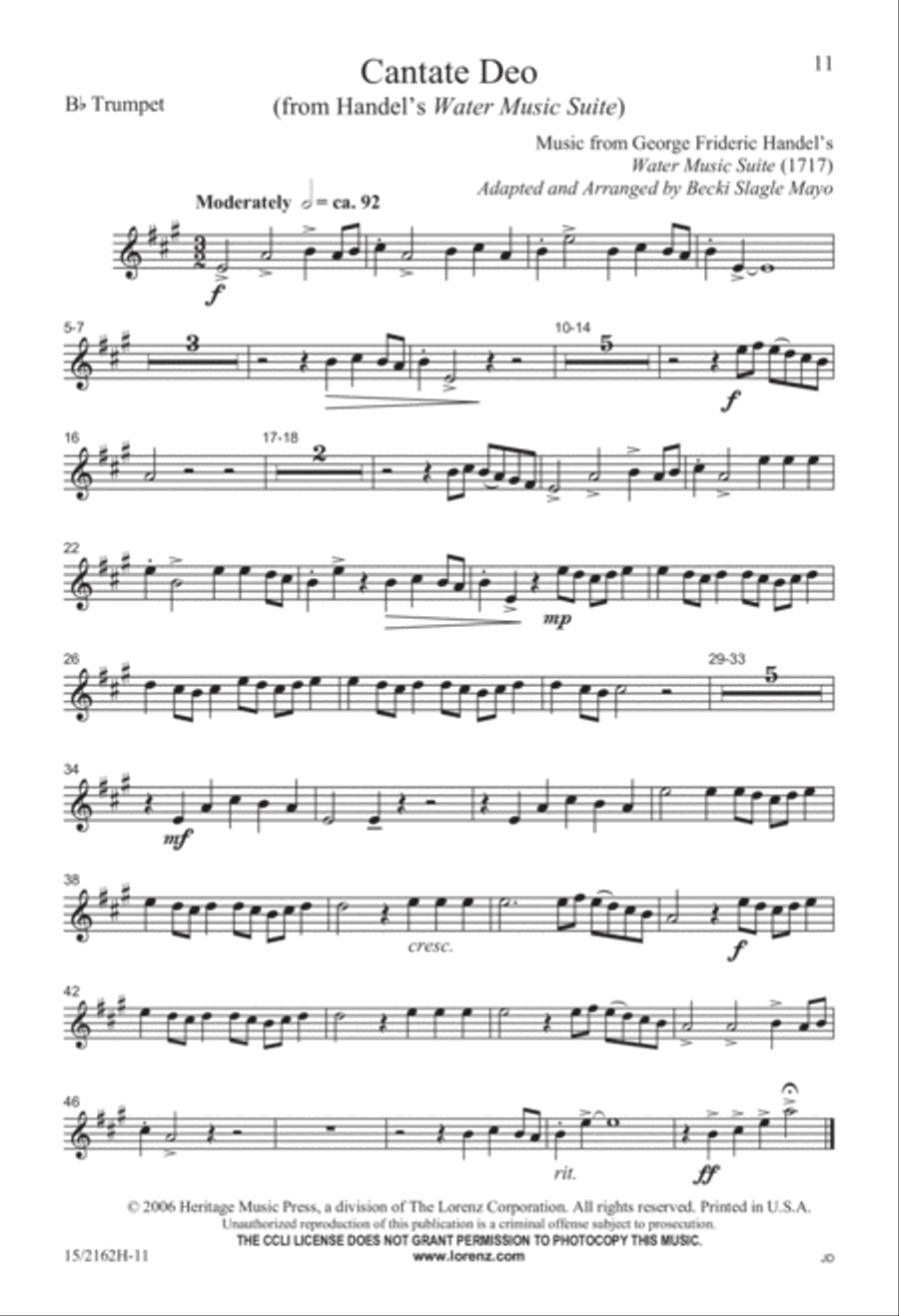 Cantate Deo (from Water Music Suite) 2-Part scores gallery preview page 11