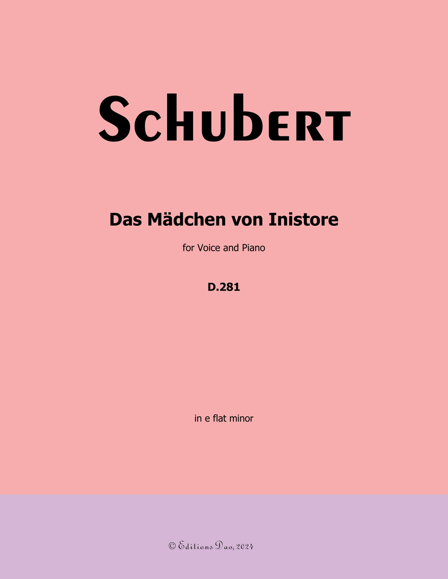 Das Madchen von Inistore, by Schubert, D.281, in e flat minor Voice scores gallery preview page 1