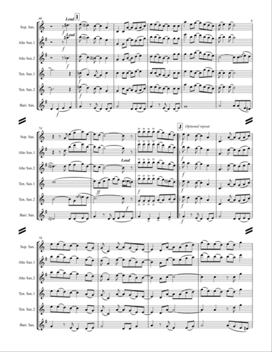 Friends In Low Places Saxophone Quintet scores gallery preview page 6