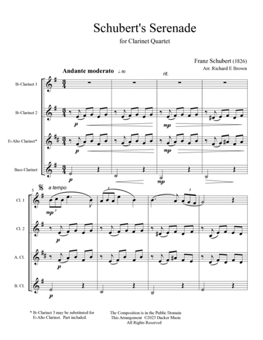 Schubert's Serenade - Clarinet Quartet image number null