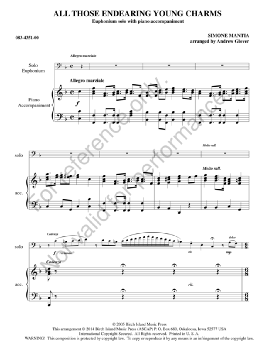 All Those Endearing Young Charms Euphonium scores gallery preview page 2