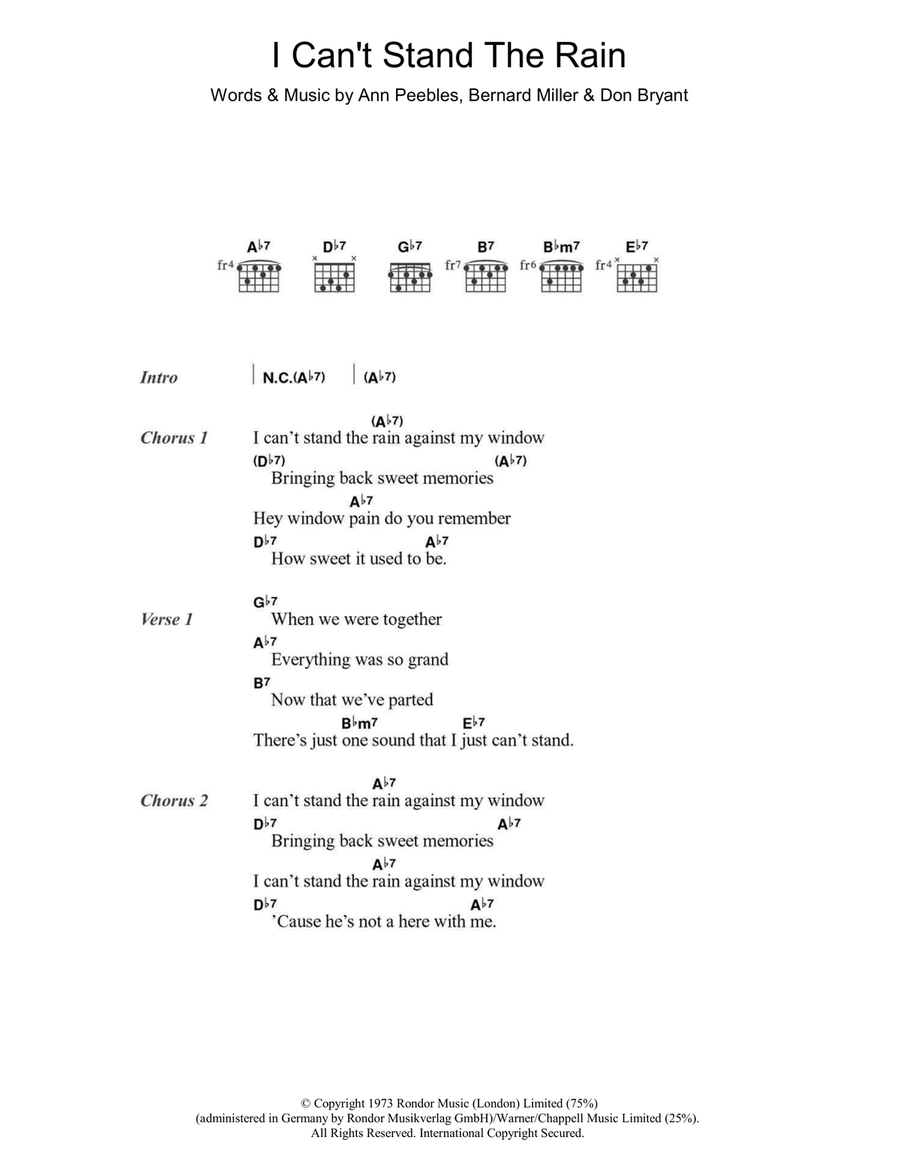 I Can't Stand The Rain Electric Guitar - Digital Sheet Music