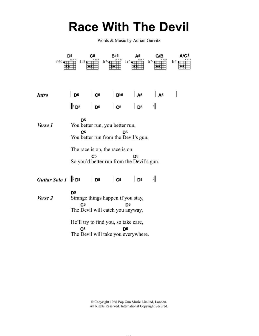 Race With The Devil Acoustic Guitar scores gallery preview page 1