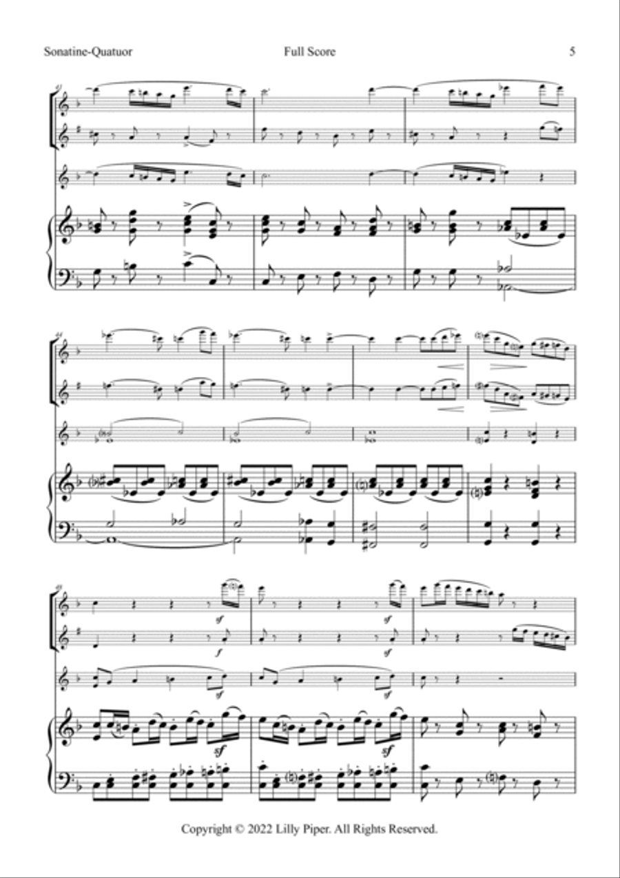 Sonatine-Quatuor for flute, clarinet, violin, and piano Chamber Music scores gallery preview page 5