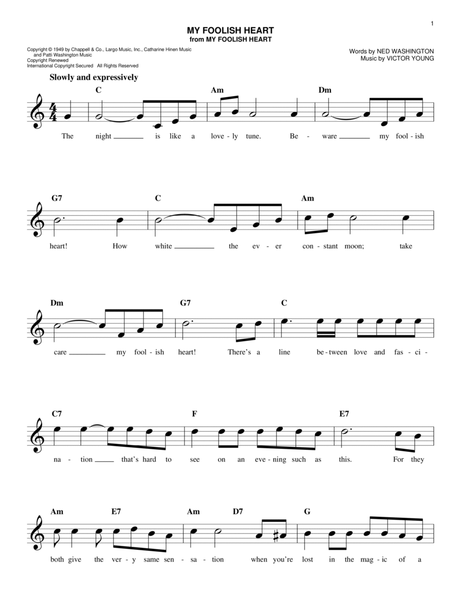 My Foolish Heart Piano scores gallery preview page 1